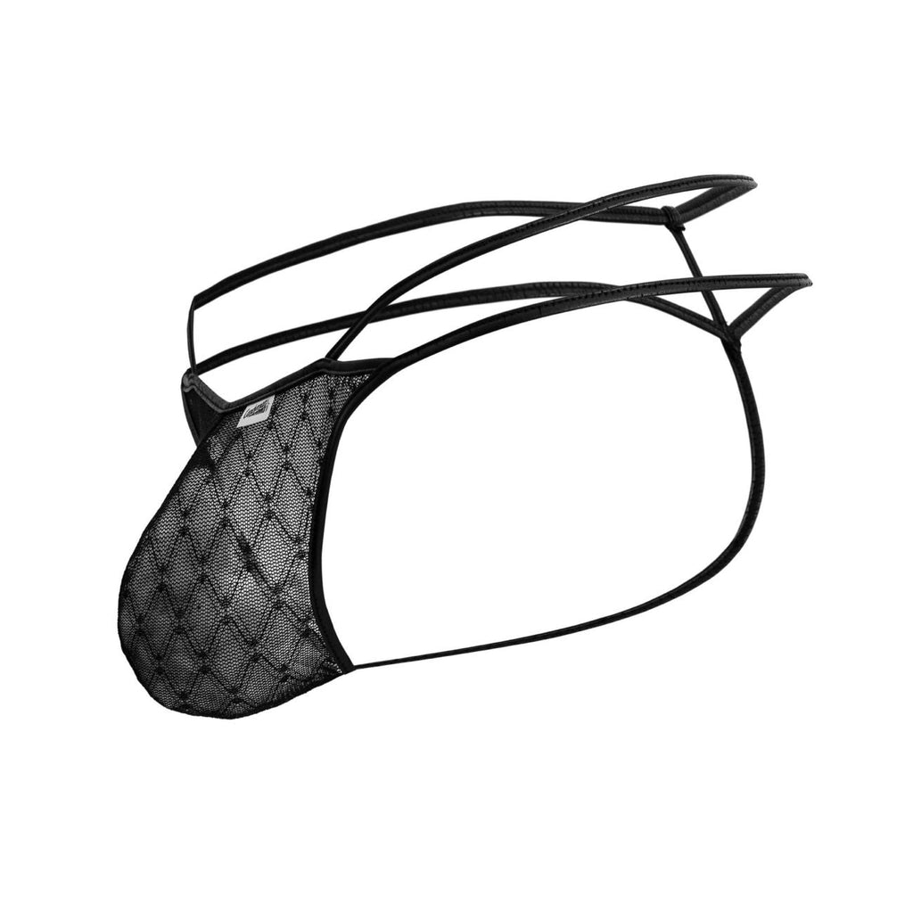 CandyMan Men's Underwear 99903 Geometric Mesh Thongs Color Black