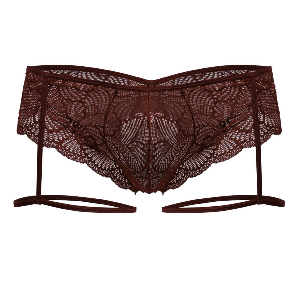 CandyMan Men's Underwear 99905 Garter Lace Briefs Color Burgundy
