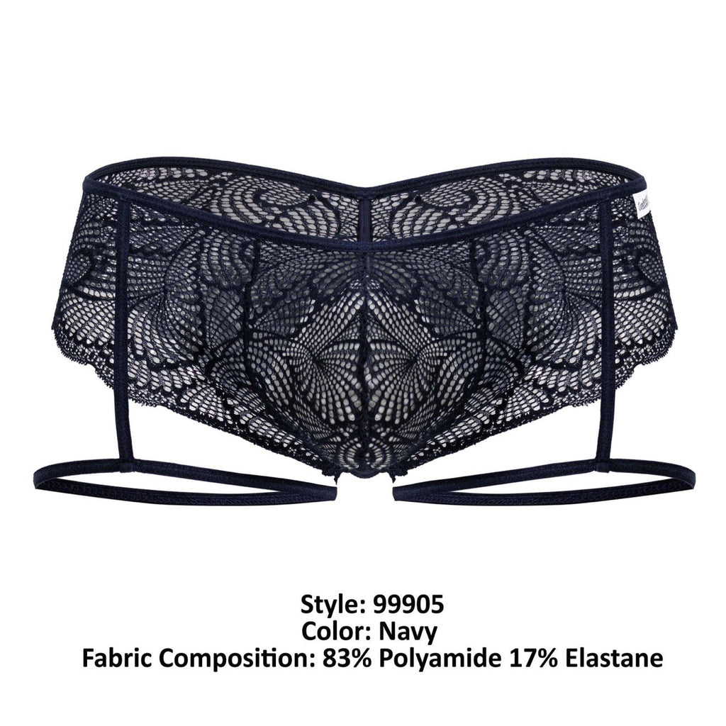 CandyMan Men's Underwear 99905 Garter Lace Briefs Color Navy