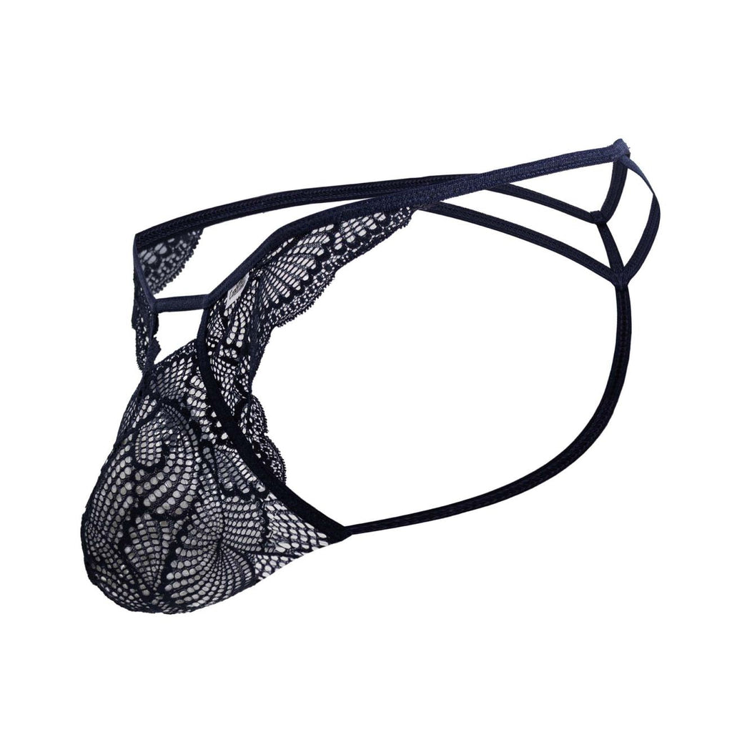 CandyMan Men's Underwear 99910 Lace Thongs Color Navy