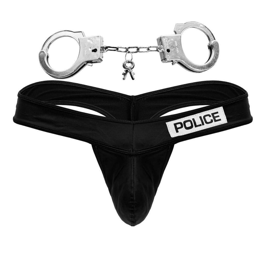 CandyMan Men's Underwear 99912 Police Thongs Color Black