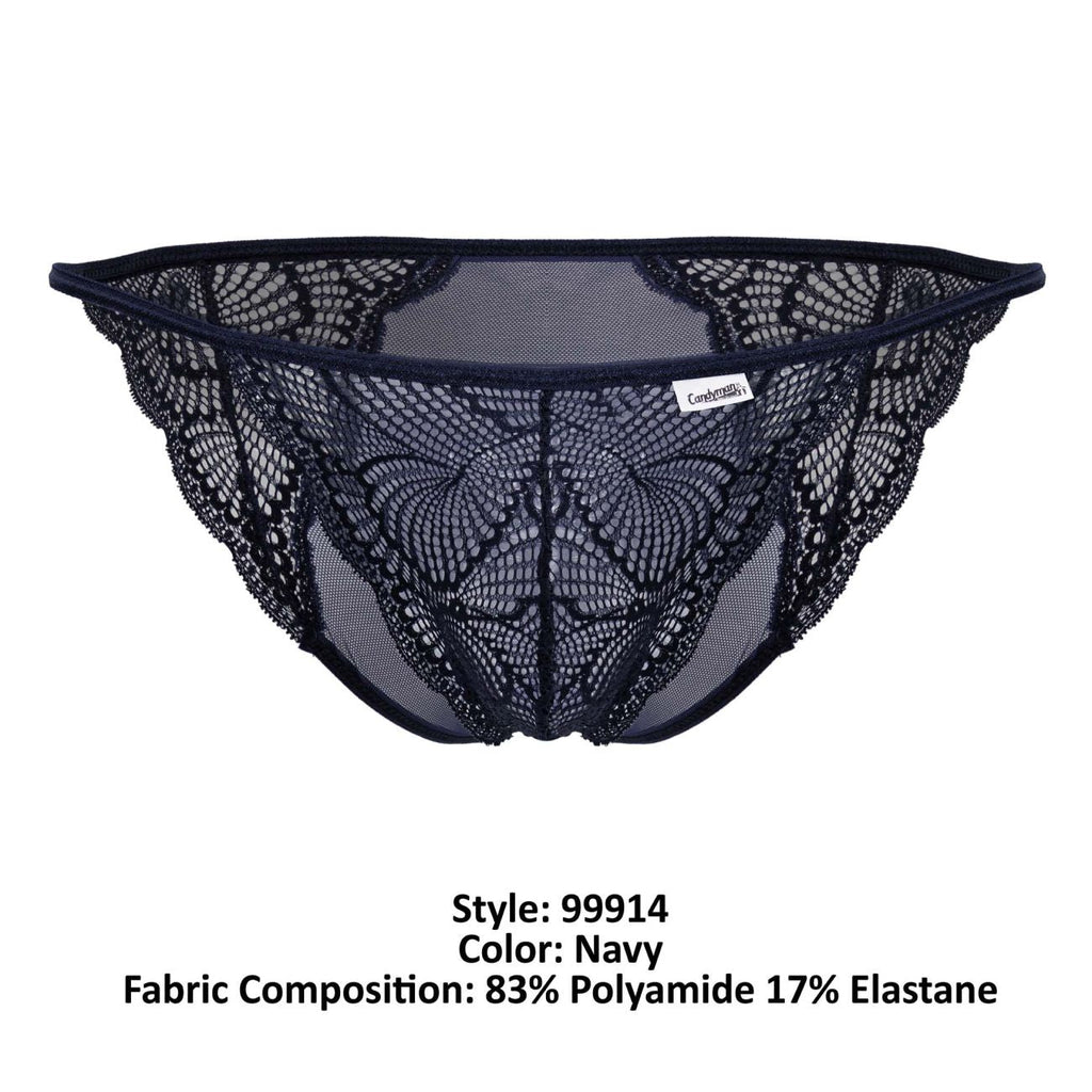 CandyMan Men's Underwear 99914 Lace Briefs Color Navy
