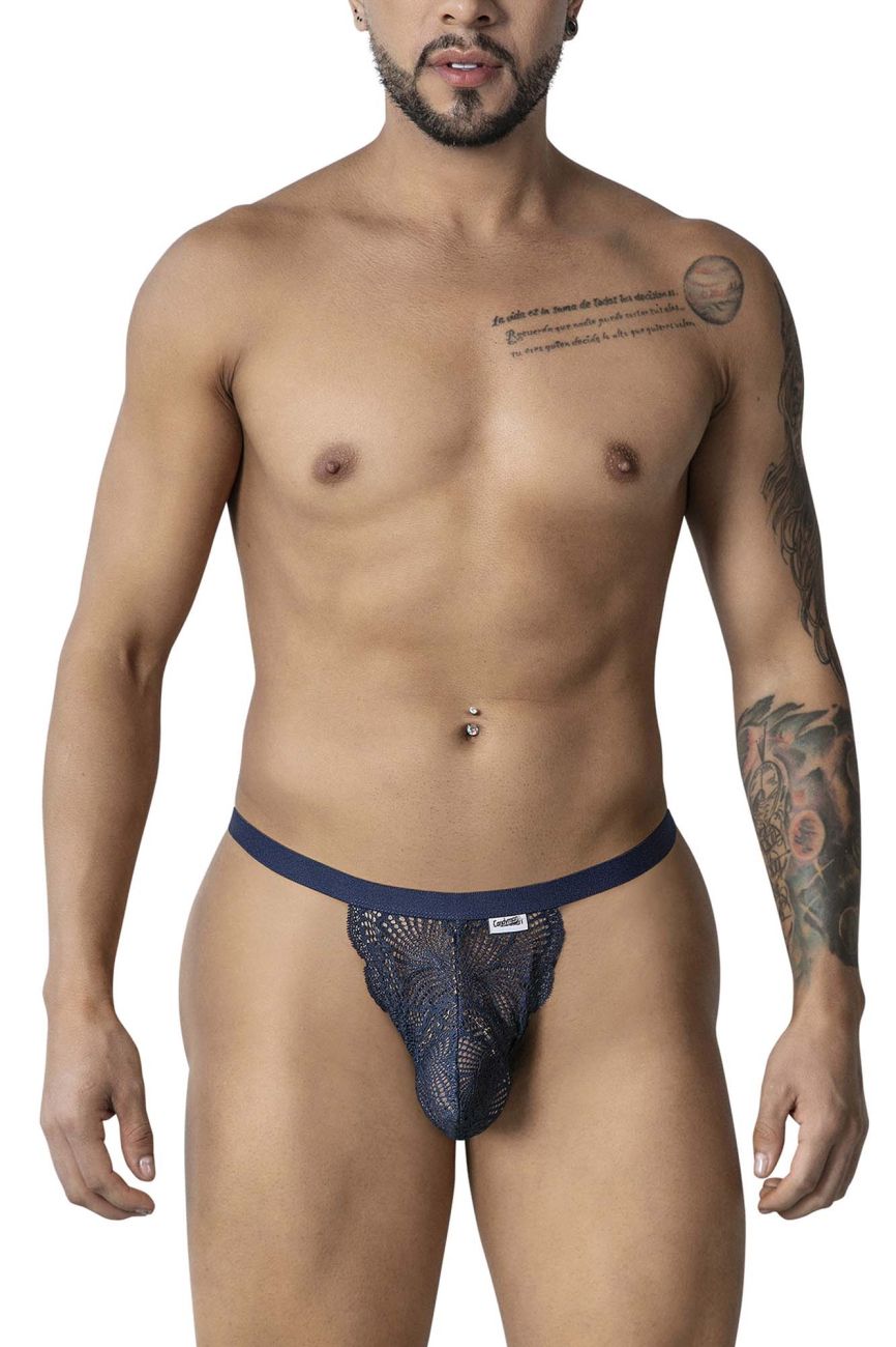 CandyMan Men's Underwear 99915 Lace Thongs Color Navy