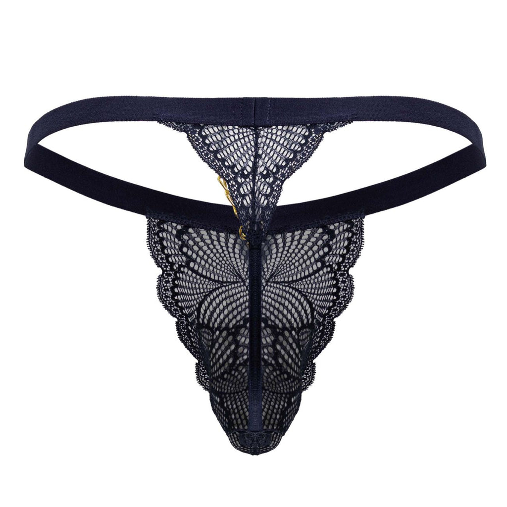 CandyMan Men's Underwear 99915 Lace Thongs Color Navy
