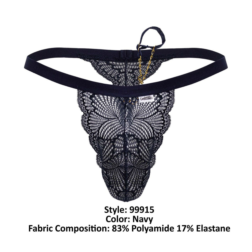 CandyMan Men's Underwear 99915 Lace Thongs Color Navy