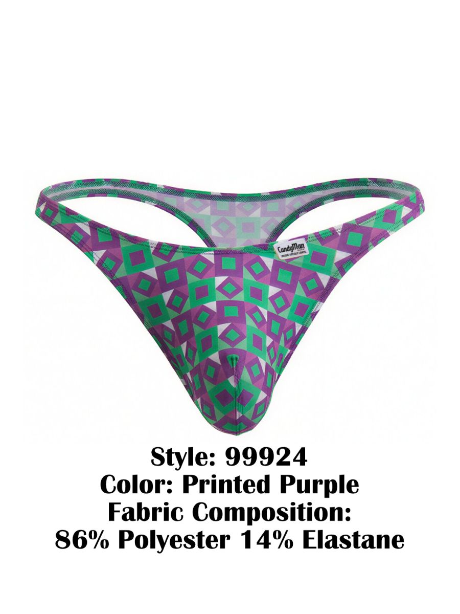 CandyMan 99924 Men's Underwear Printed Thong Color Printed Purple