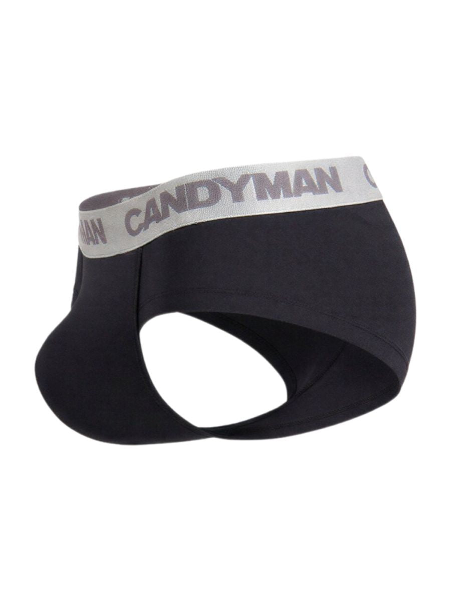 CandyMan 99932 Men's Underwear Sleek Contour Briefs Color Black-Silver