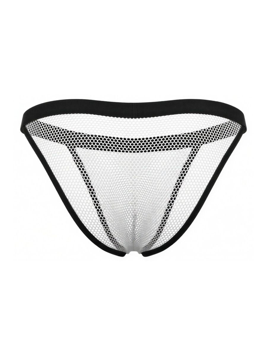 CandyMan 99933 Men's Underwear Seductive Mesh Bikini Color White Mesh