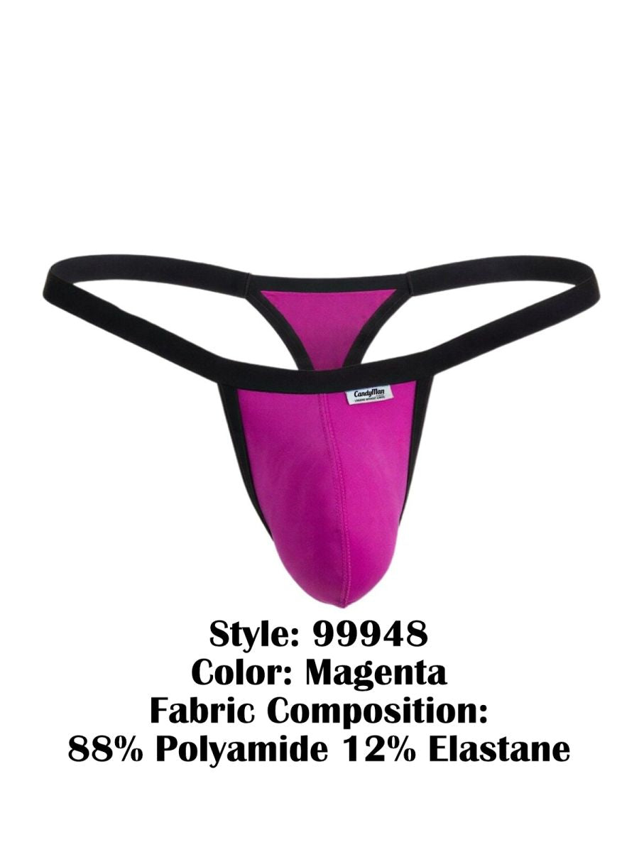CandyMan 99948 Men's Underwear Sleek Minimalist Thongs Color Magenta