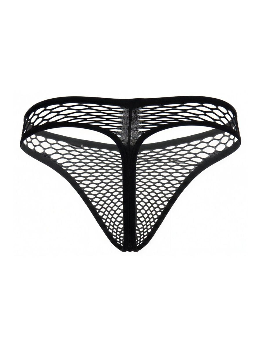 CandyMan 99963 Men's Underwear Fishnet Breathable Thong Color Black