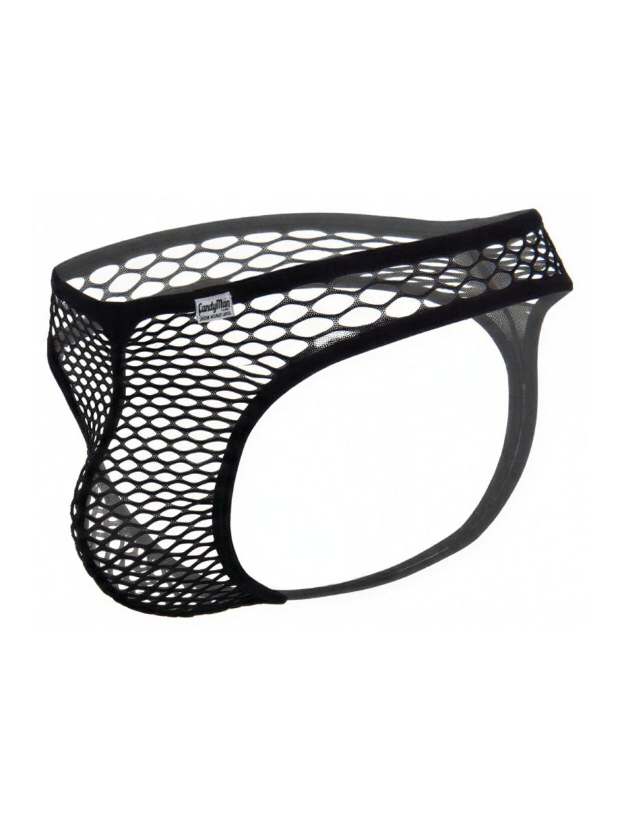 CandyMan 99963 Men's Underwear Fishnet Breathable Thong Color Black