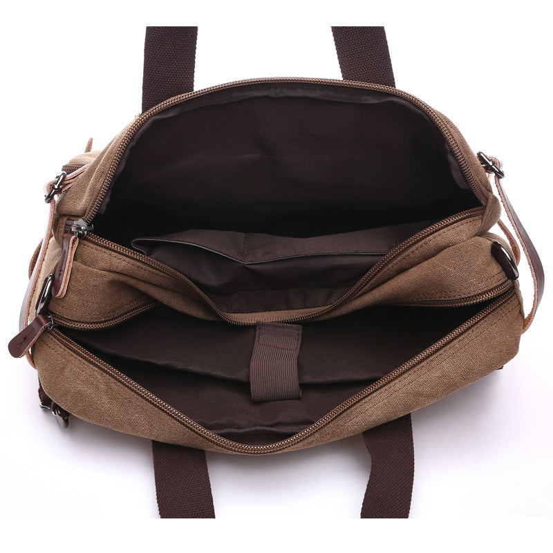Canvas Briefcase Mens Canvas Messenger Bag Shoulder Laptop Bag Convertible Backpack