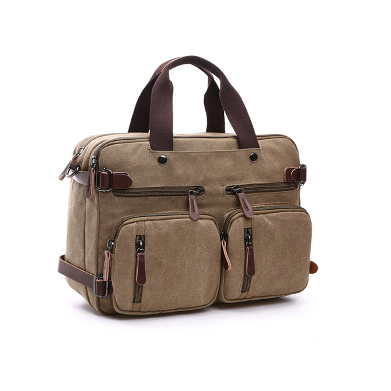 Canvas Briefcase Mens Canvas Messenger Bag Shoulder Laptop Bag Convertible Backpack
