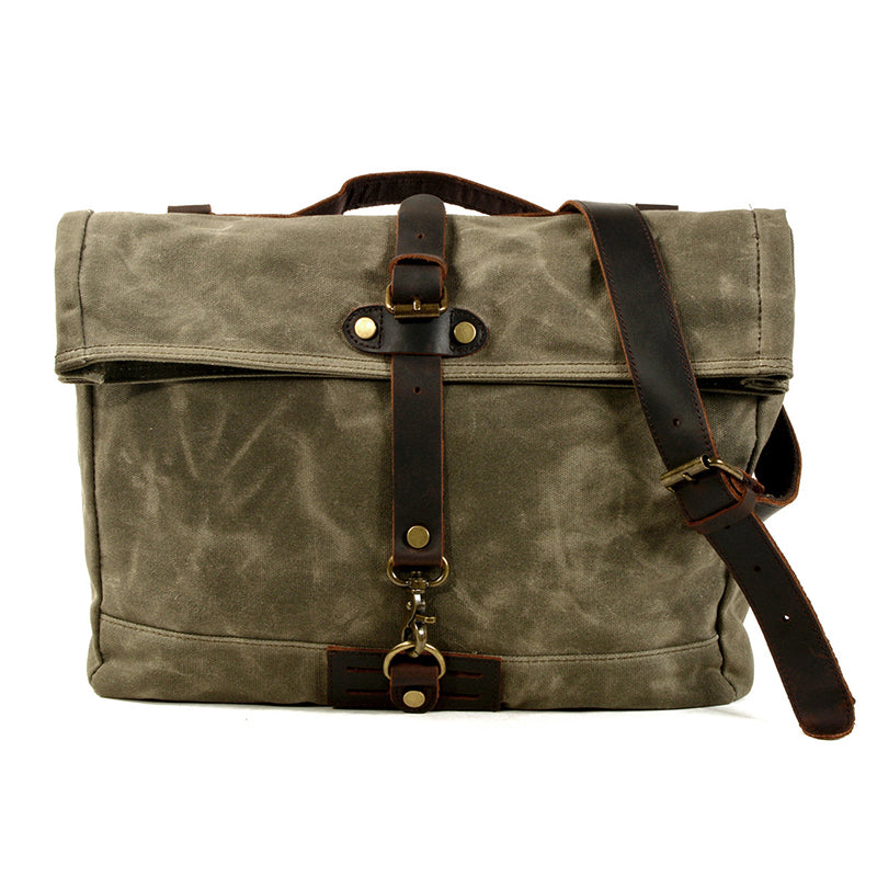 Canvas Messenger Bag Waterproof Canvas With Leather Shoulder Bag Waxed Canvas Crossbody Bag