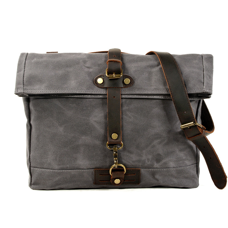 Canvas Messenger Bag Waterproof Canvas With Leather Shoulder Bag Waxed Canvas Crossbody Bag