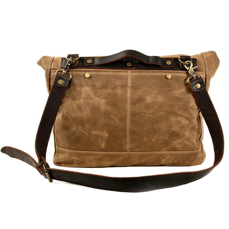 Canvas Messenger Bag Waterproof Canvas With Leather Shoulder Bag Waxed Canvas Crossbody Bag