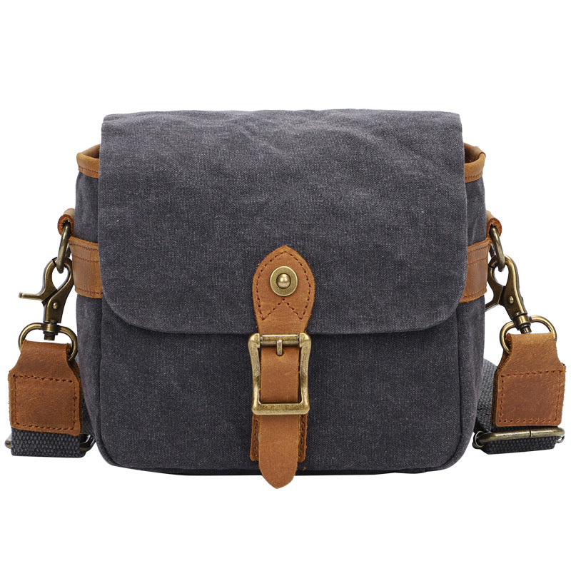 Canvas With Leather Camera Bag Waxed Canvas DSLR Camera Bag Waterproof Vintage Crossbody Messenger Bag QSMK-67