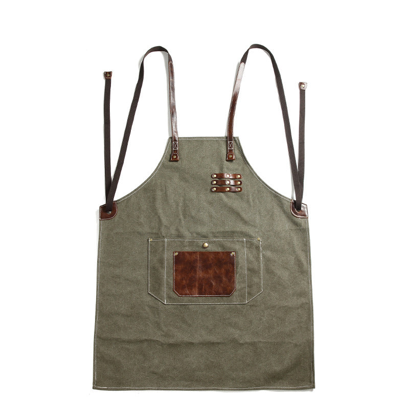 Canvas With Leather Shop Apron Durable Work Apron Craftsman Apron Studio Apron Unisex Apron Adjustable Apron FX888055