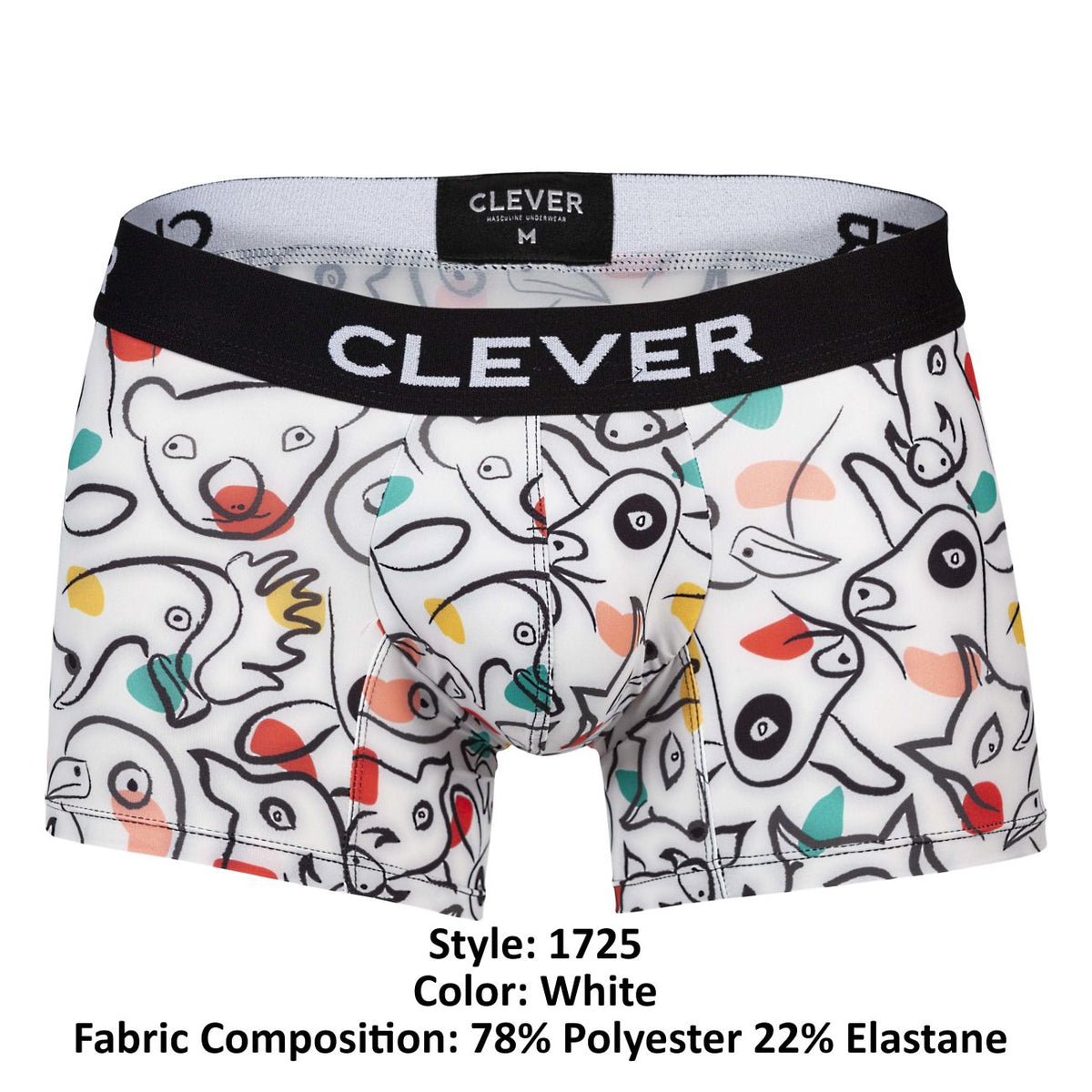 Clever Moda Men's Underwear 1725 Grange Trunks Color White