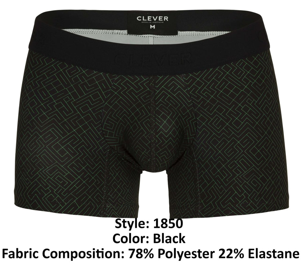 Clever Moda Men's Underwear 1850 Laberin Trunks Color Black