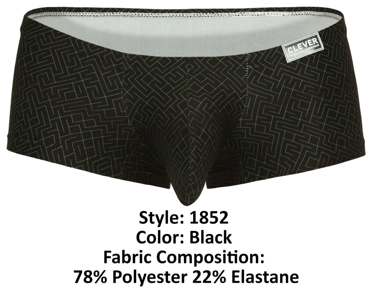 Clever Moda Men's Underwear 1852 Laberin Trunks Color Black