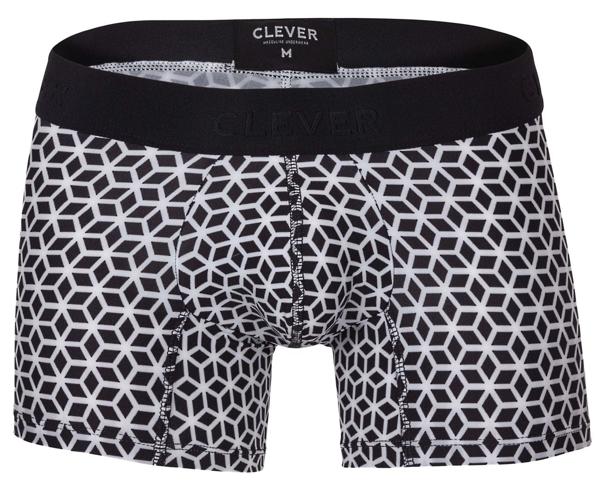 Clever Moda Men's Underwear 1854 Cuadricula Trunks Color White