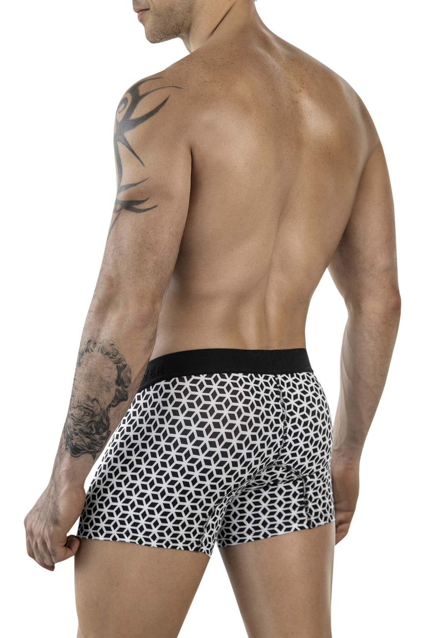 Clever Moda Men's Underwear 1854 Cuadricula Trunks Color White