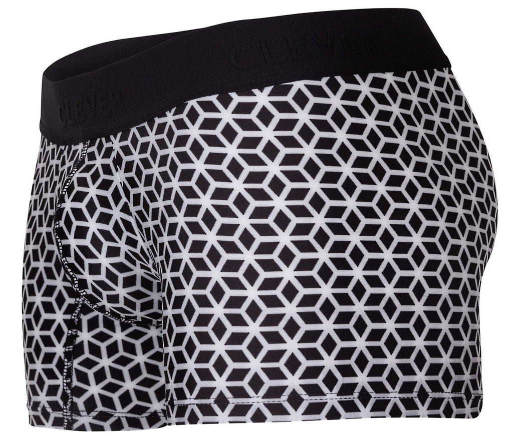 Clever Moda Men's Underwear 1854 Cuadricula Trunks Color White