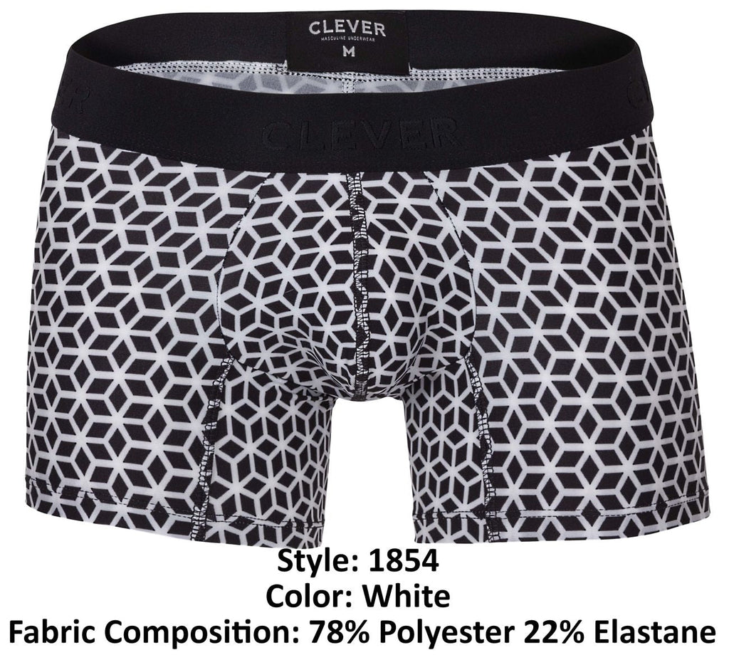 Clever Moda Men's Underwear 1854 Cuadricula Trunks Color White