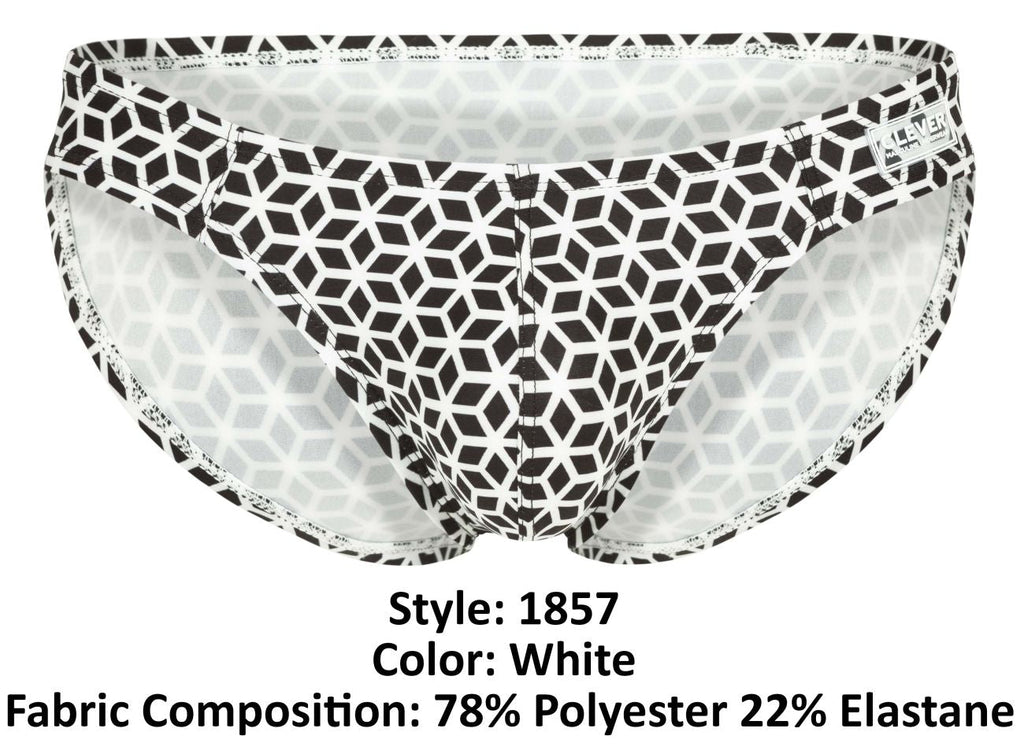 Clever Moda Men's Underwear 1857 Cuadricula Bikini Color White
