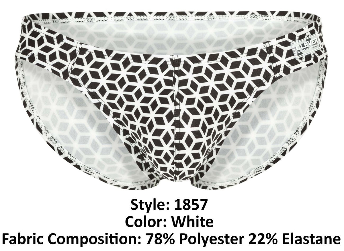 Clever Moda Men's Underwear 1857 Cuadricula Bikini Color White