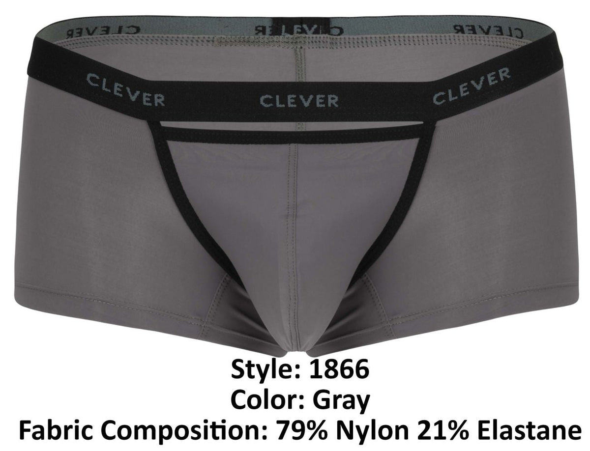 Clever Moda Men's Underwear 1866 Tokio Trunks Color Gray