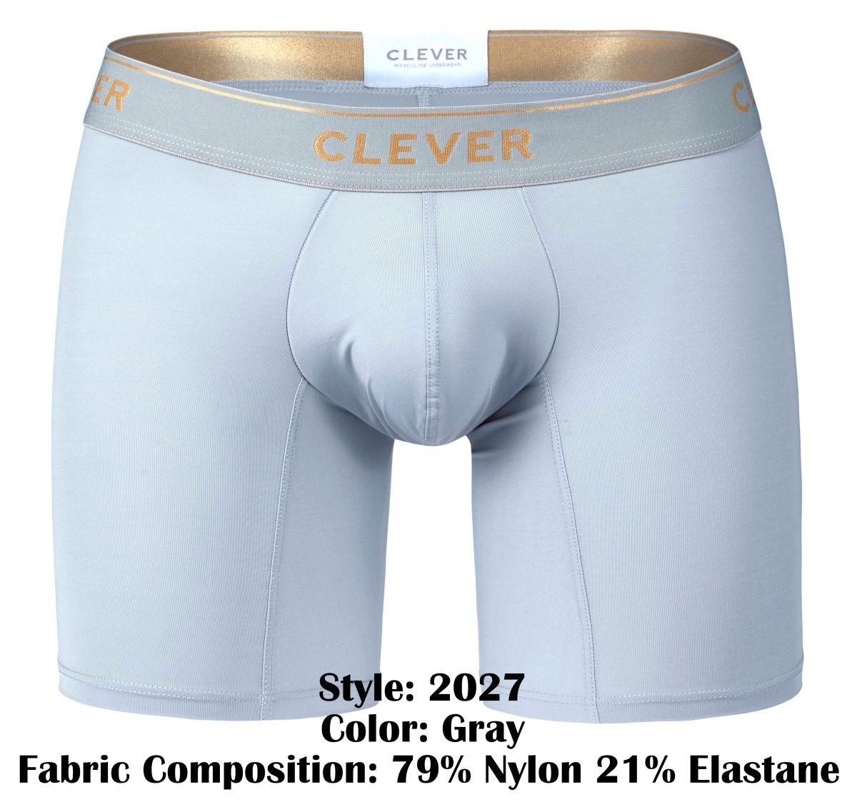 Clever Moda Men's Underwear 2027 Valladolid Boxer Briefs Color Gray