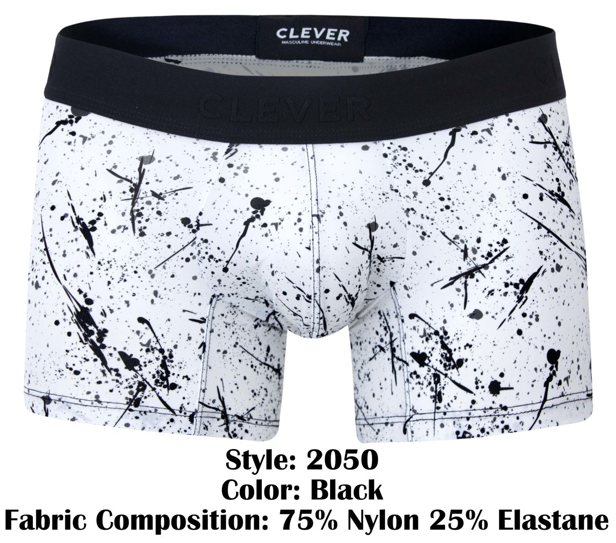 Clever Moda Men's Underwear 2050 Brochazos Trunks Color Black