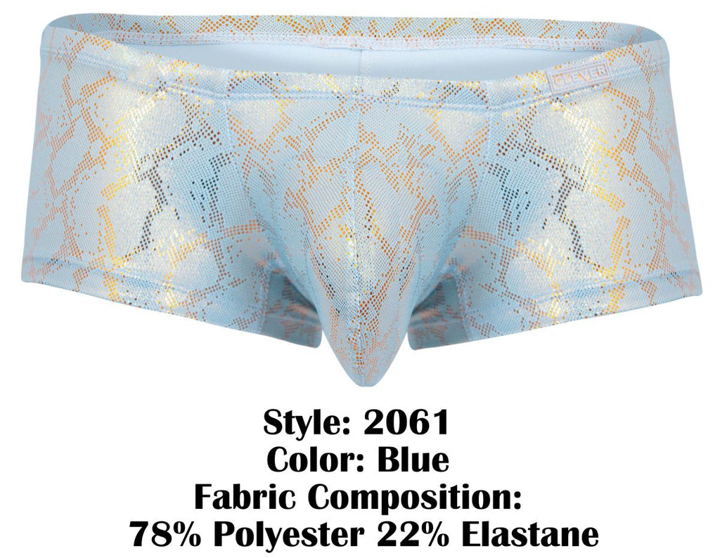 Clever Moda Men's Underwear 2061 Diamond Trunks Color Blue