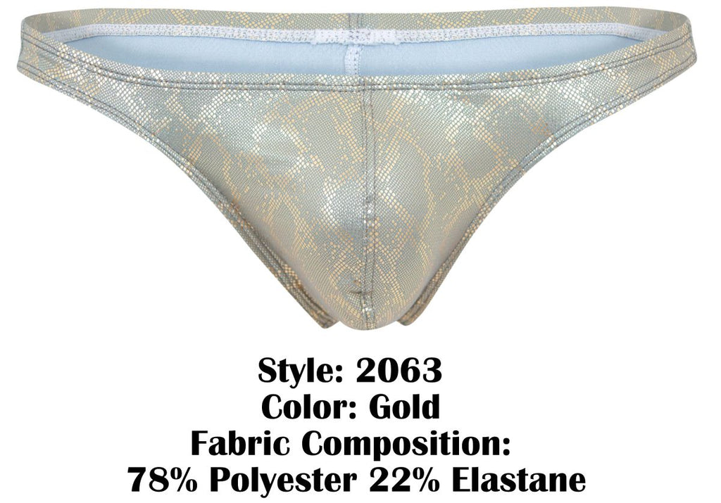 Clever Moda Men's Underwear 2063 Diamond Thongs Color Gold