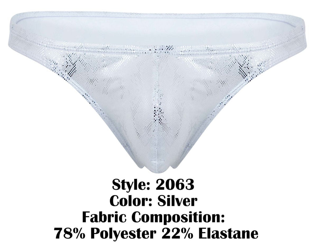 Clever Moda Men's Underwear 2063 Diamond Thongs Color Silver