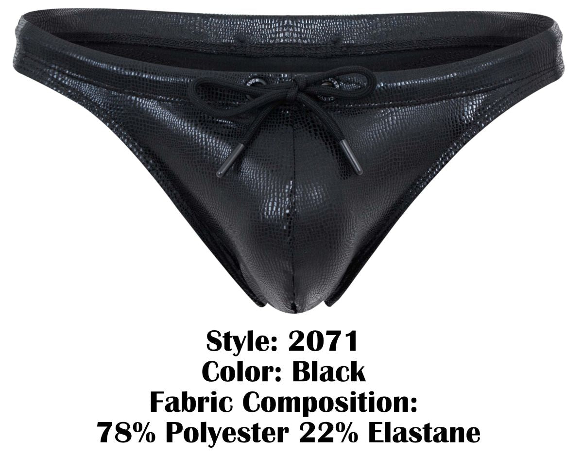 Clever Moda Men's swimwear 2071 Gorgona Swim Thongs Color Black