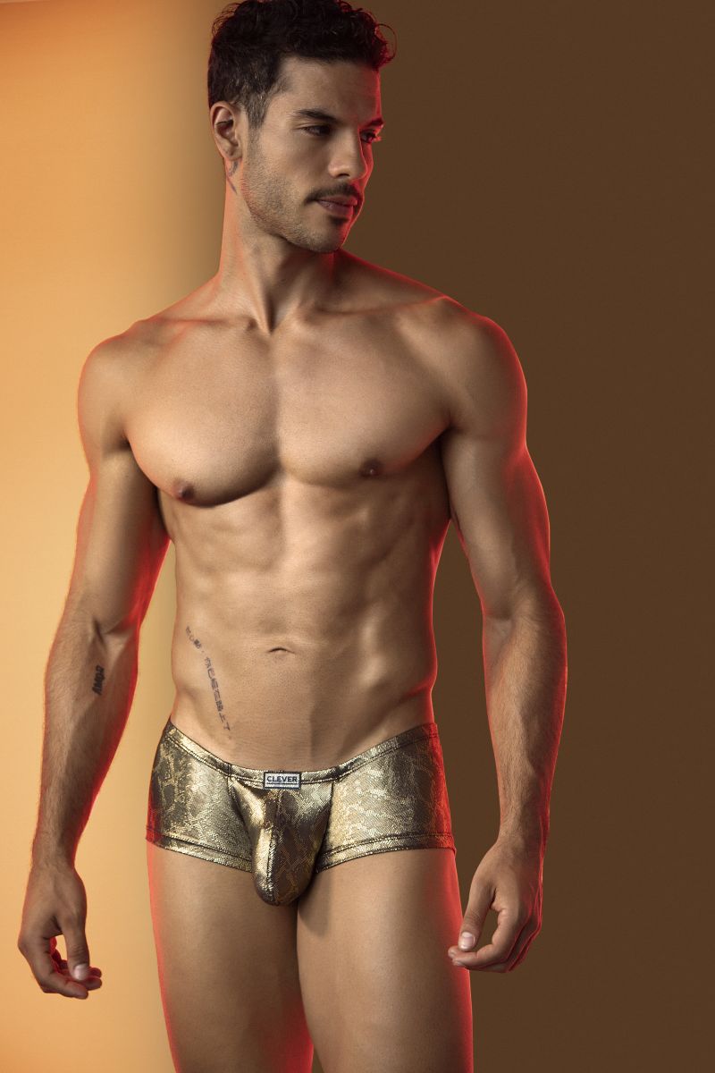 Clever Moda Men's Underwear 26042 Atlas Trunks Color Gold