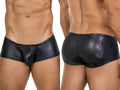Clever Moda Men's Underwear 26043 Atlas Trunks in Sleek Black Metallic