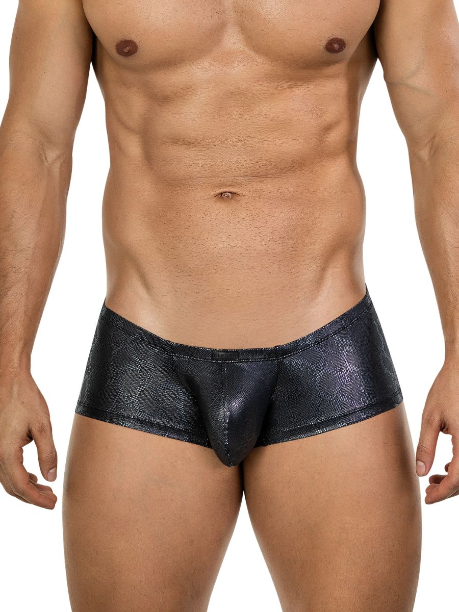 Clever Moda Men's Underwear 26043 Atlas Trunks in Sleek Black Metallic