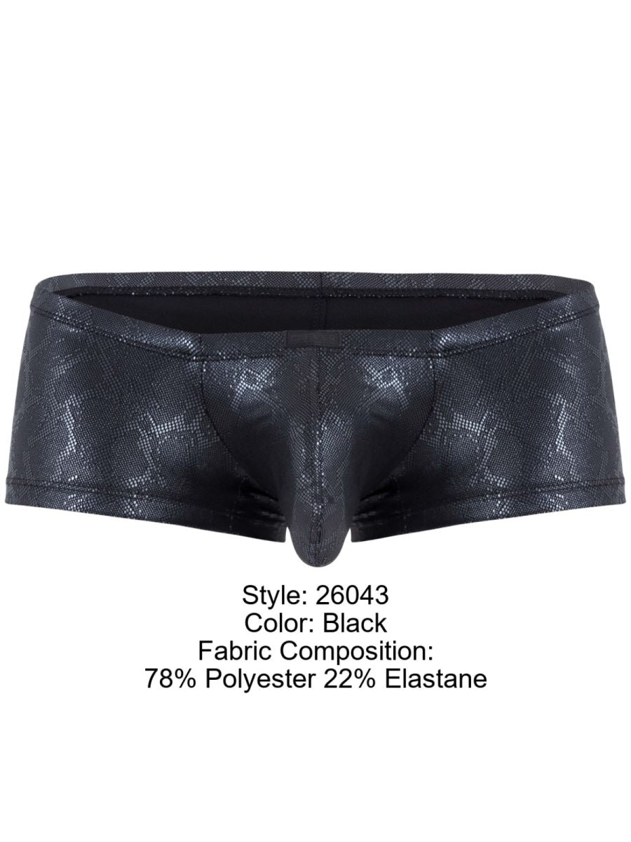 Clever Moda Men's Underwear 26043 Atlas Trunks in Sleek Black Metallic