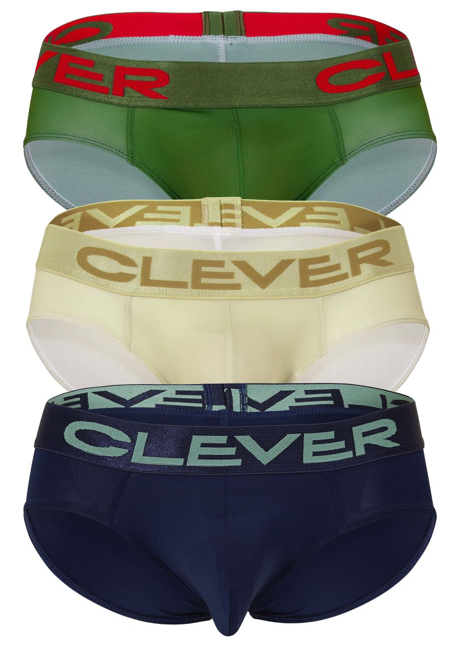 Clever Moda Men's Underwear 519968 3PK Australian Latin Briefs Color Beige-Blue-Green