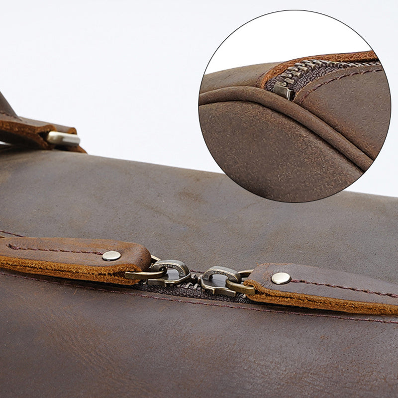 Crazy Horse Leather Duffle Bag Handmade Mens Leather Travel Bag Leather Tote Luggage Bag