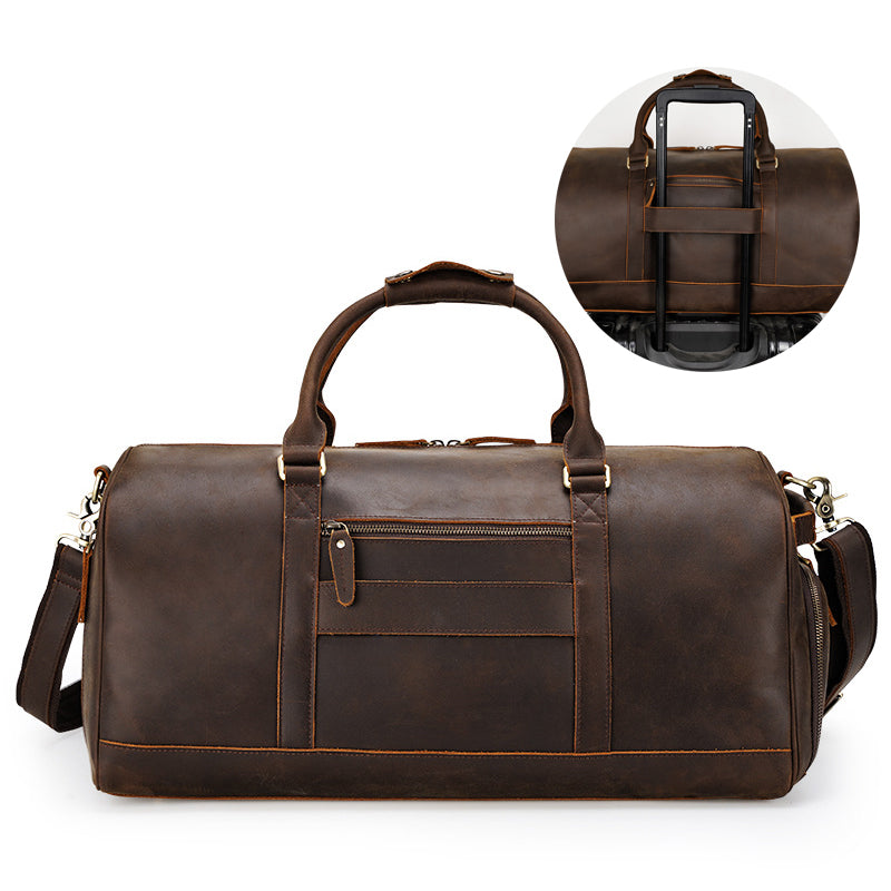 Crazy Horse Leather Duffle Bag Handmade Mens Leather Travel Bag Leather Tote Luggage Bag