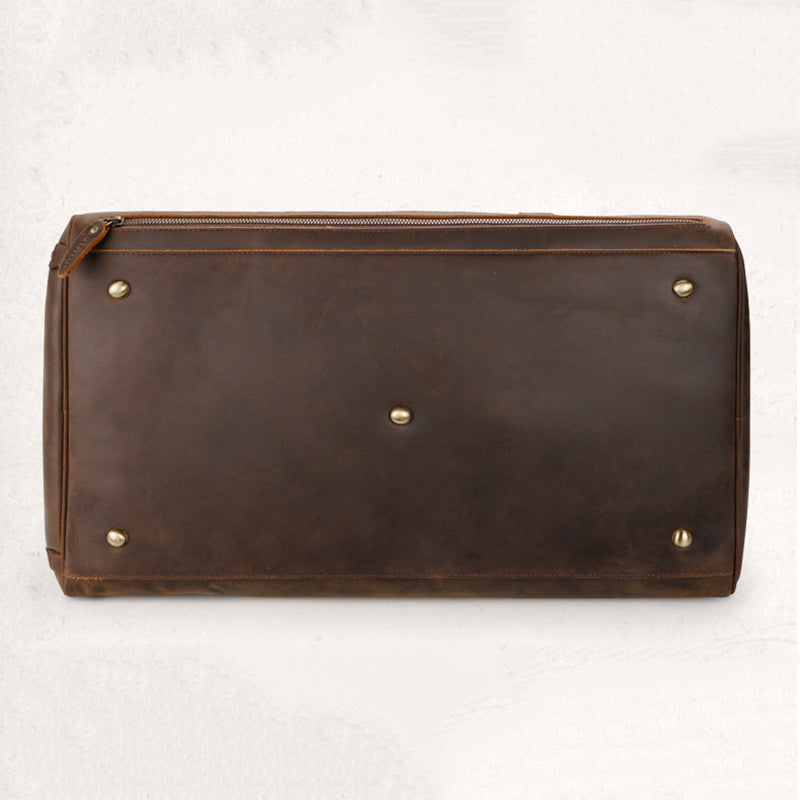 Crazy Horse Leather Duffle Bag Handmade Mens Leather Travel Bag Leather Tote Luggage Bag