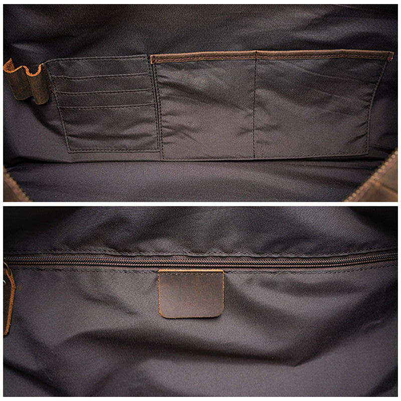 Crazy Horse Leather Duffle Bag Handmade Mens Leather Travel Bag Leather Tote Luggage Bag
