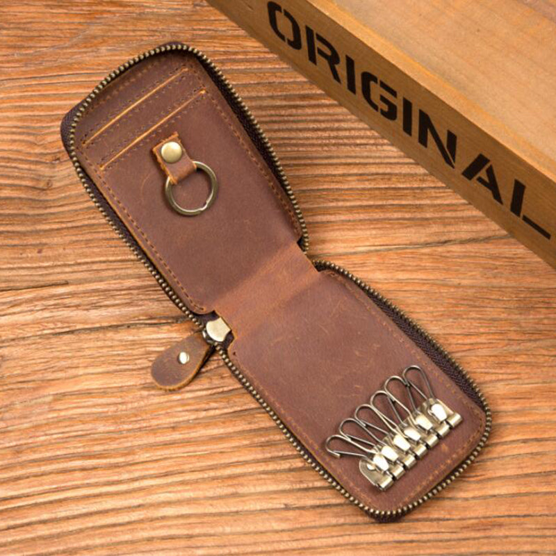 Crazy Horse Leather Key Wallet Leather Keys Holder Card Holder Wallet MSG2158