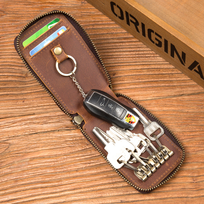 Crazy Horse Leather Key Wallet Leather Keys Holder Card Holder Wallet MSG2158