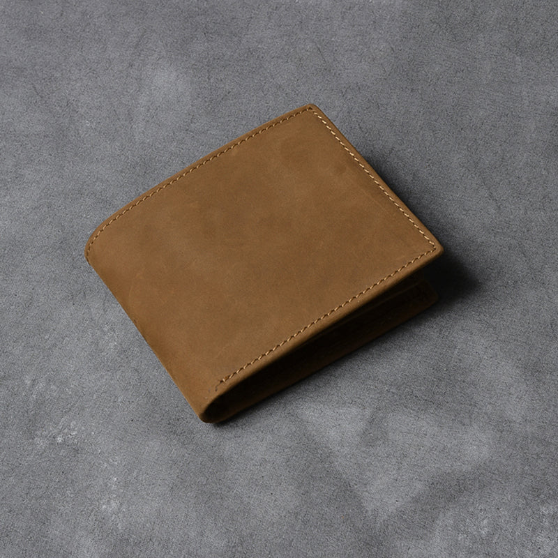 Crazy Horse Leather Short Wallet Small Card Holder Wallet Vintage Short Money Purse ESS88